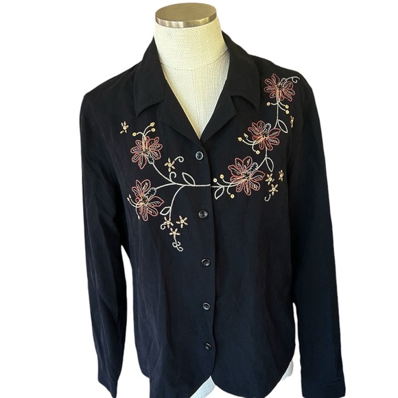 Alfred Dunner Embroidered Beaded Blouse Size 16 - Picture 1 of 7